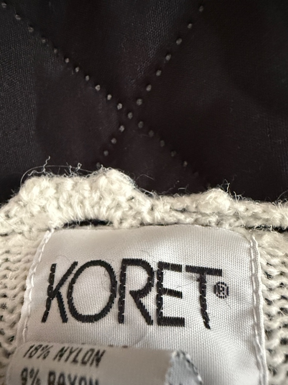 Vintage 80s/90s Koret Ivory Sweater 3D Floral Pearl Bead Embroidery Sz M - Picture 2 of 12